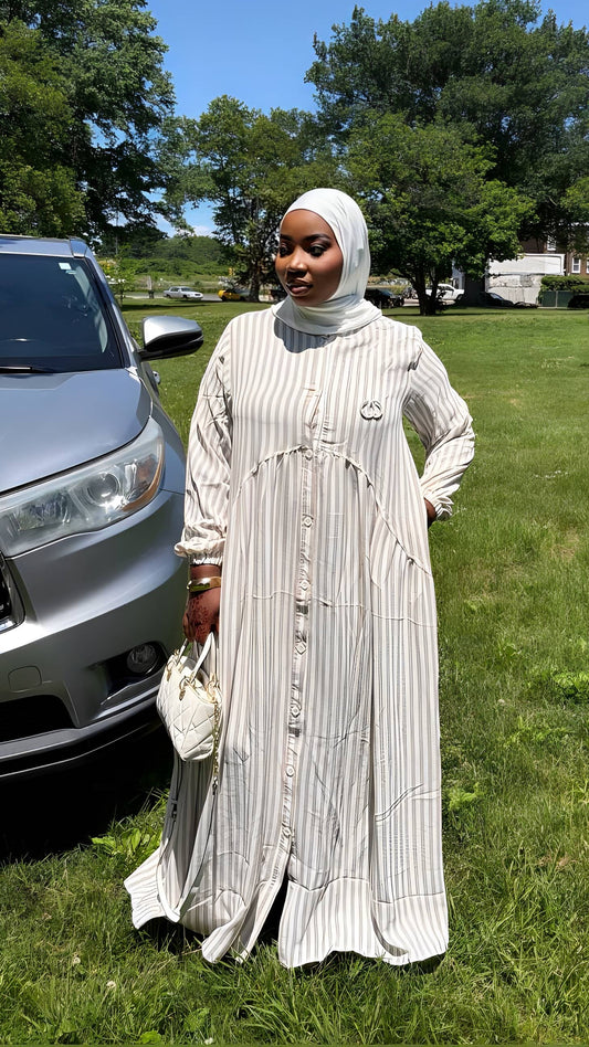 Grey & Blush Pink Abaya