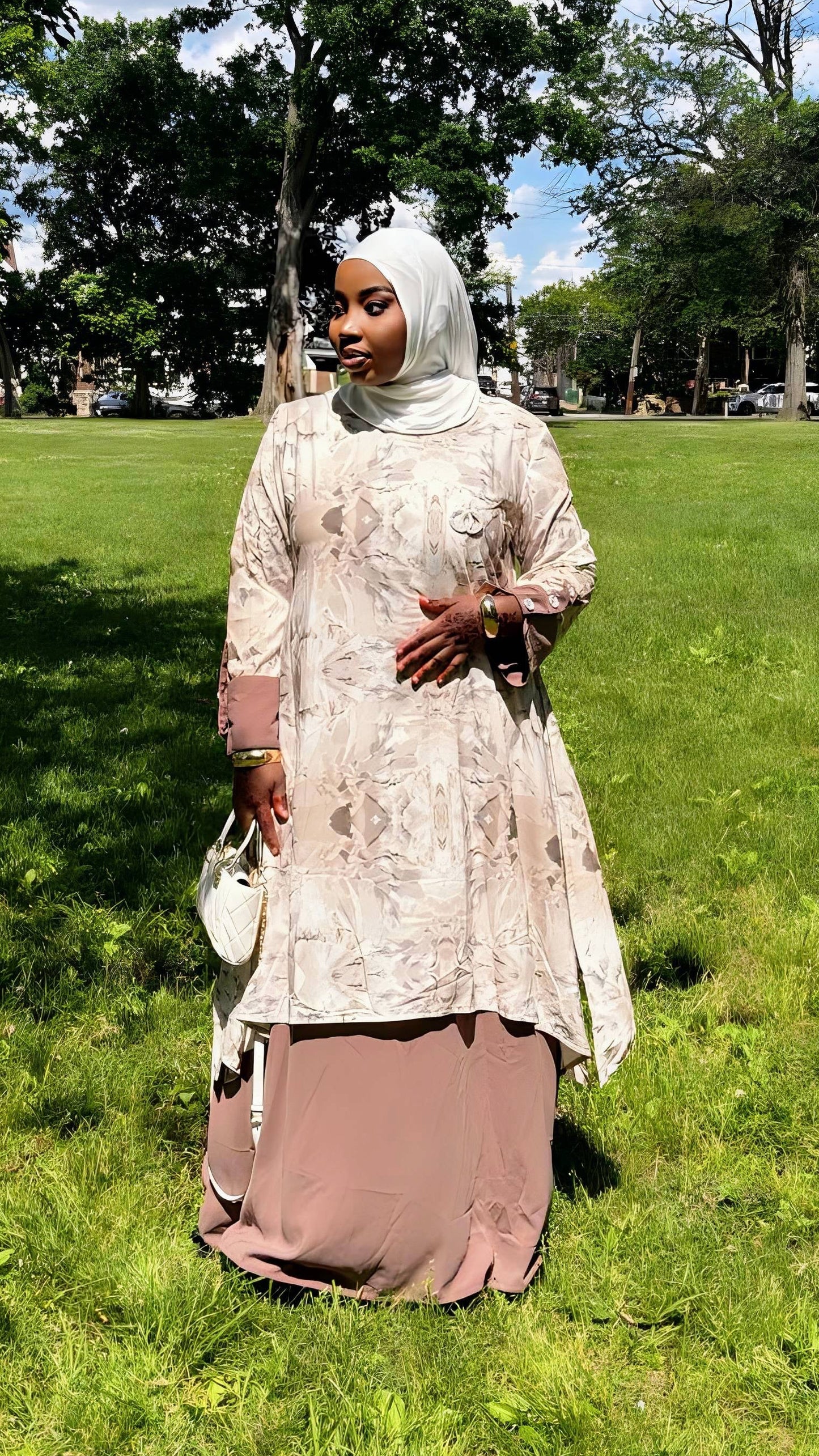 Marble Elegance Maxi Dress
