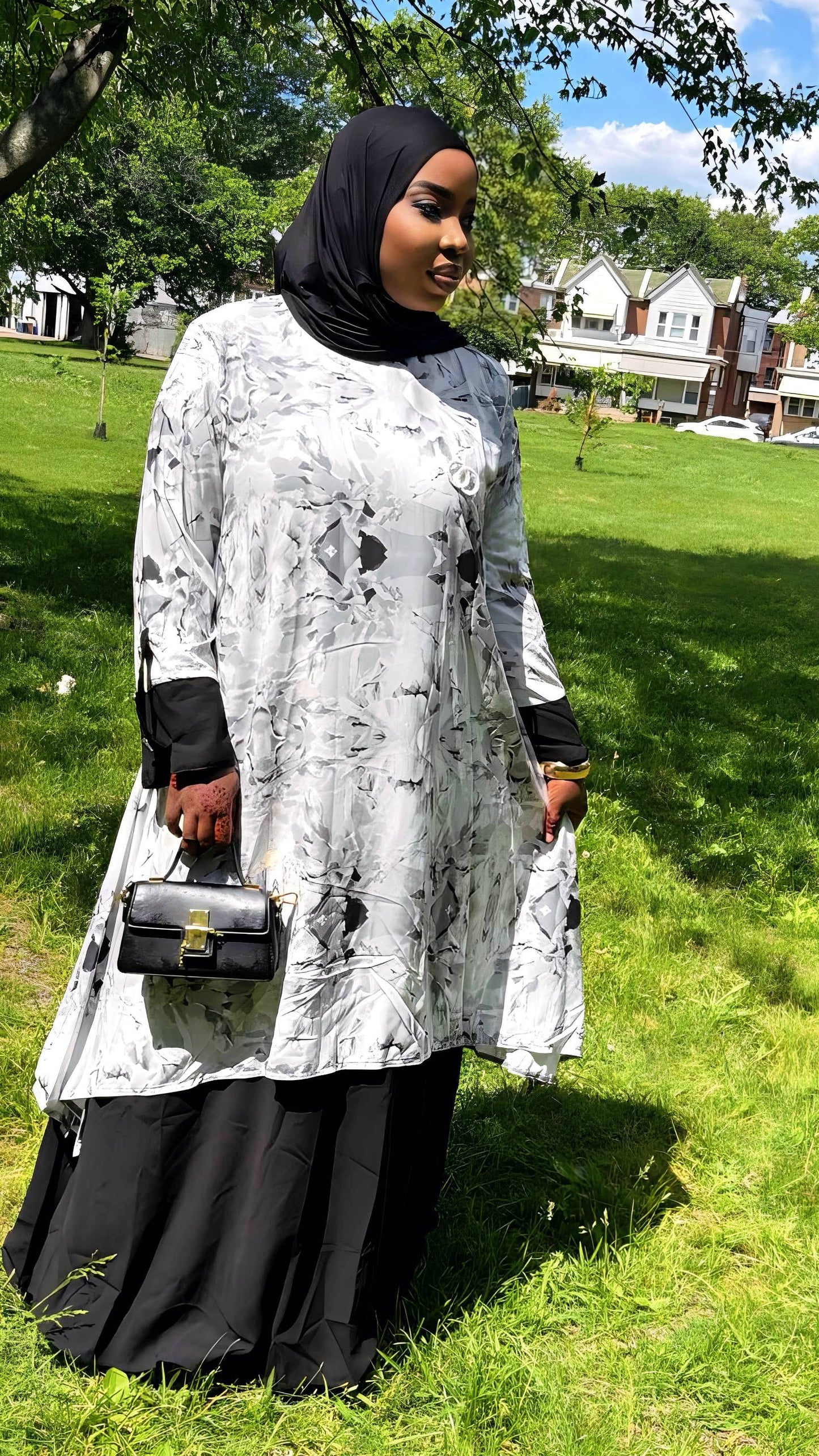 Marble Elegance Maxi Dress