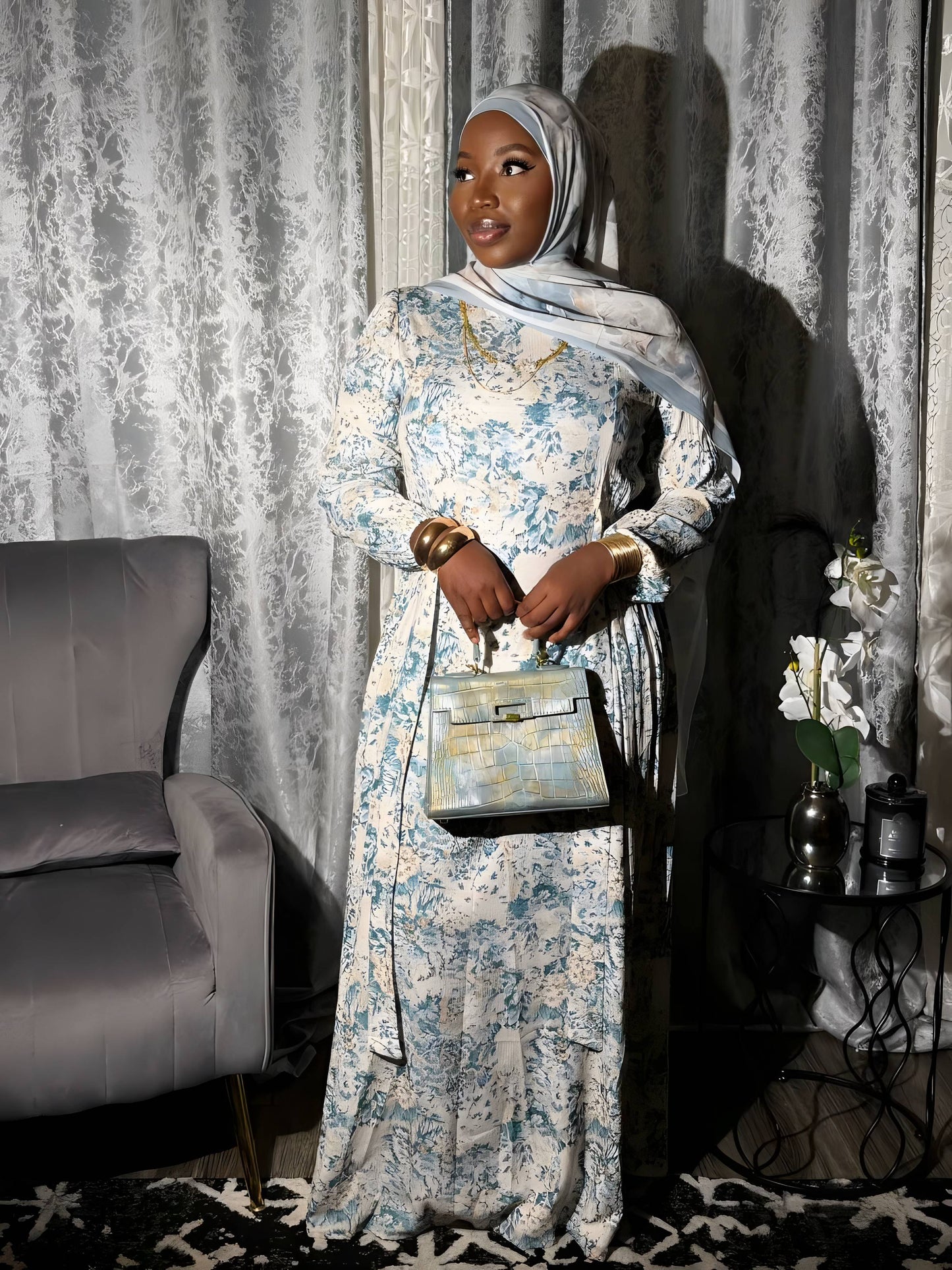 Amina Printed Modest Dress